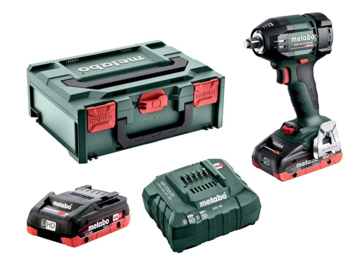 METABO SSW 18 LTX 550 BL aku rázový utahovák 1/2" bezuhlíkový 2x 4Ah metaBOX, 602404800