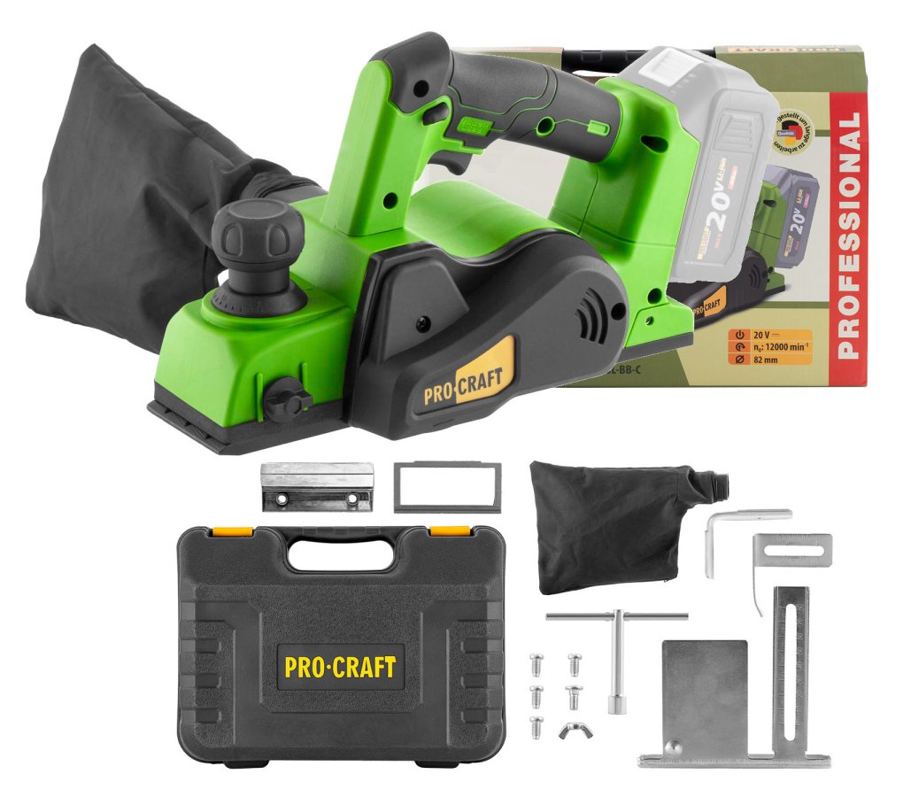 PROCRAFT PE20BL bezuhlíkový hoblík LiIon 20V, bez aku (PE20BLBB)