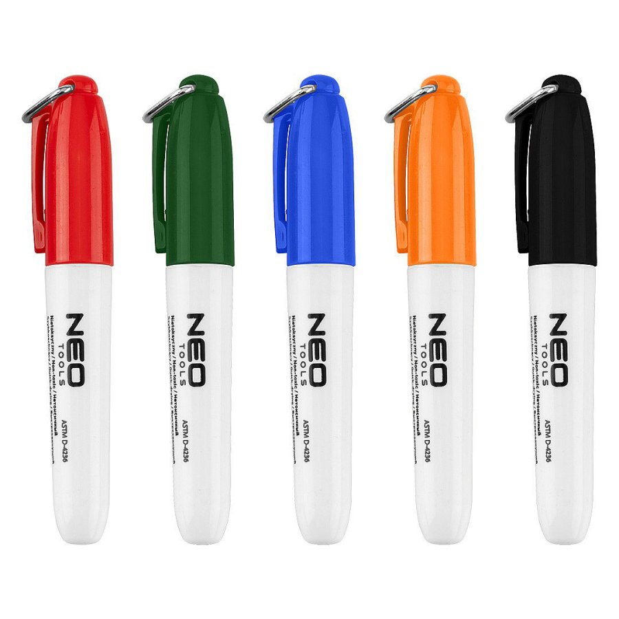 Levně NEO TOOLS 13-867 permanentní popisovač na kov, plast, kámen a sklo, sada 5 barev