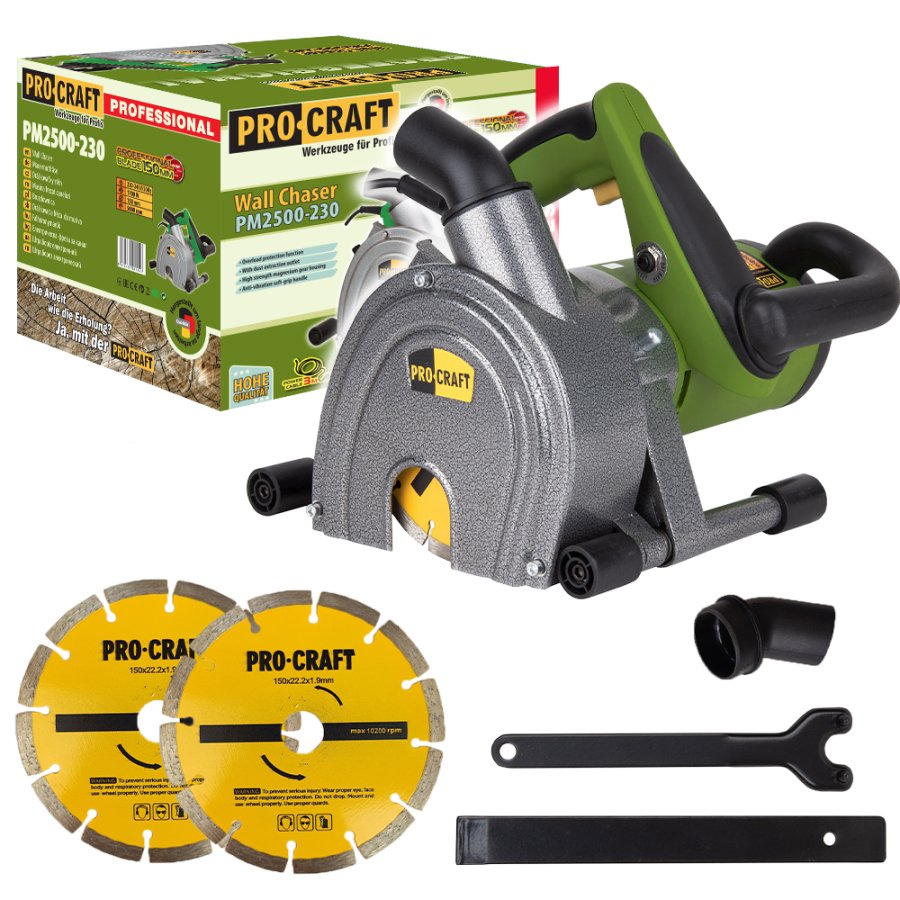 PROCRAFT PM2500-230 drážkovací frézka 150mm 1700W (drážkovačka na zdivo)