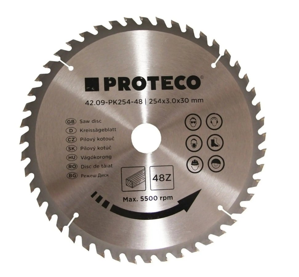 PROTECO 42.09-PK254-48 kotouč pilový 254 x 30 x 3mm 48z SK + redukce 30/20 mm