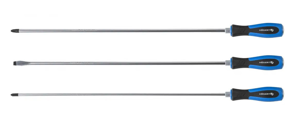 HOGERT HT1S084 sada dlouhých šroubováků 450mm 3ks 8mm, PH2, PH3 Obrázek