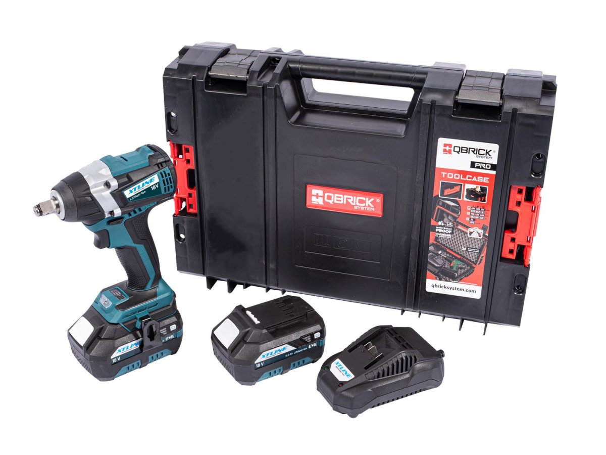 XTline XT102830-2B5B aku rázový utahovák na hlavice 1/2" bezuhlíkový 18V LiIon 2x 5Ah