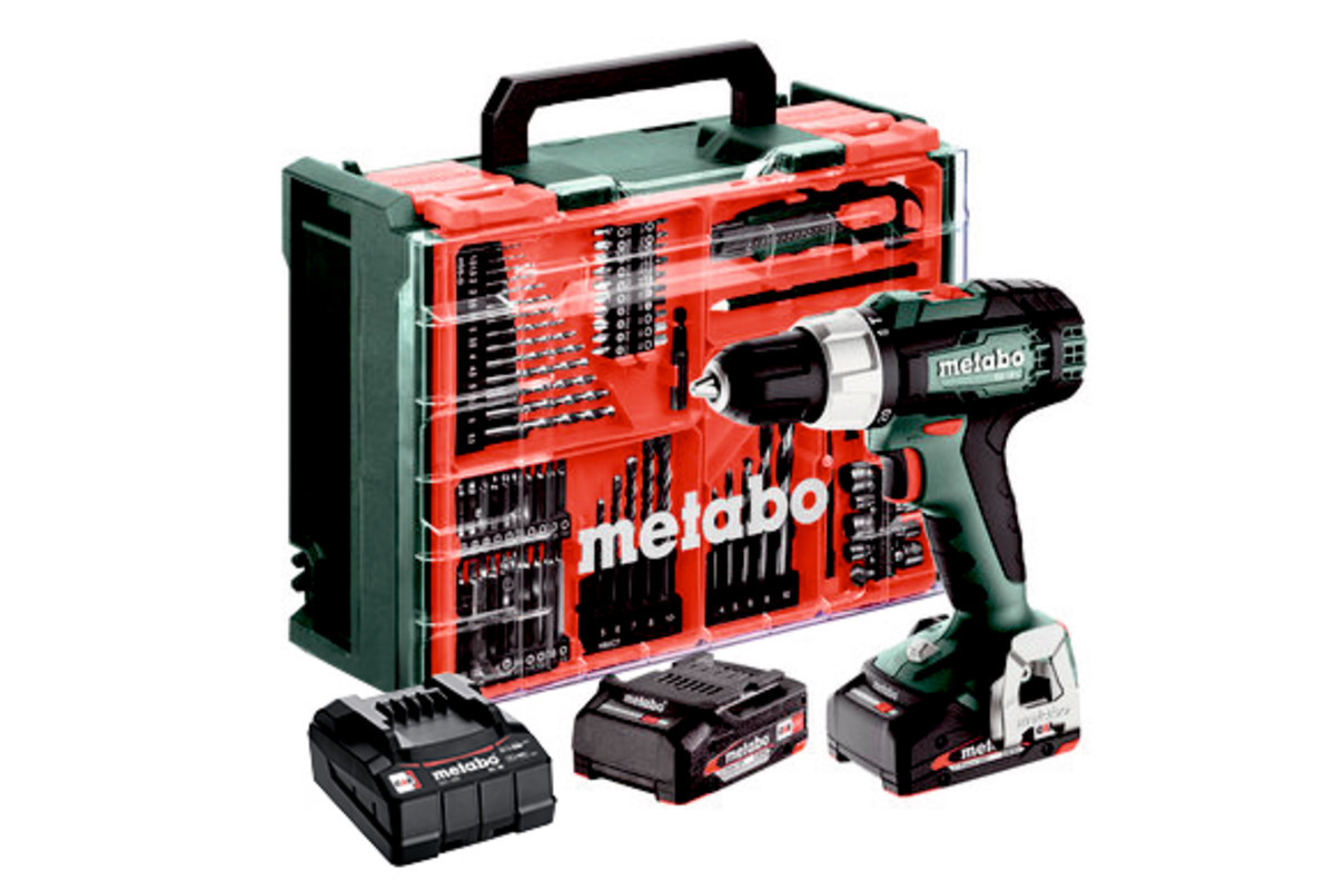METABO SB 18 L Set (2x2Ah) 18V aku příklepová vrtačka + mobilní dílna / sada příslušenství