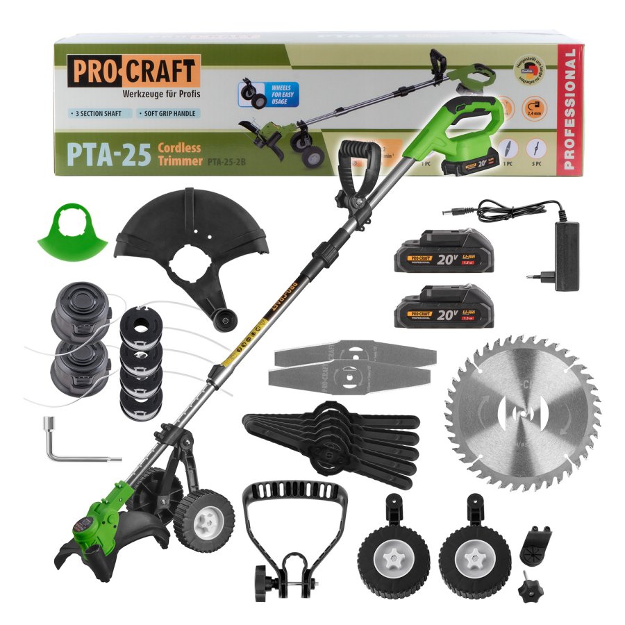 PROCRAFT PTA-25-2B aku vyžínač 20V LiIon 2x 1.5Ah