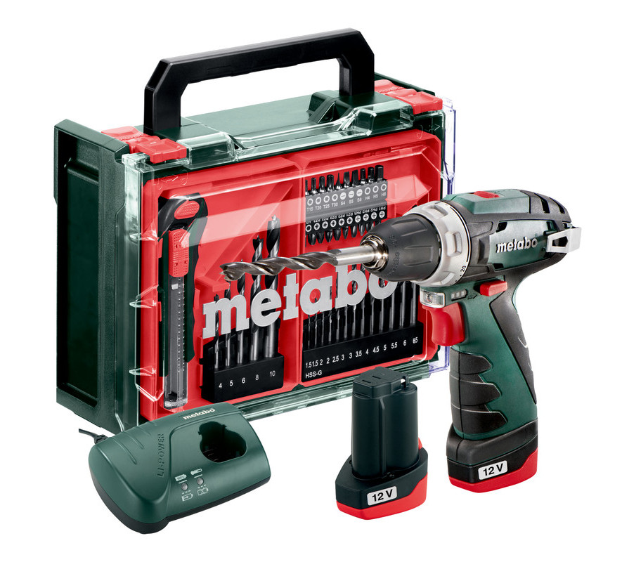 METABO PowerMaxx BS Basic Set aku šroubovák 12V 2x2Ah LiIon mobilní dílna 600092880