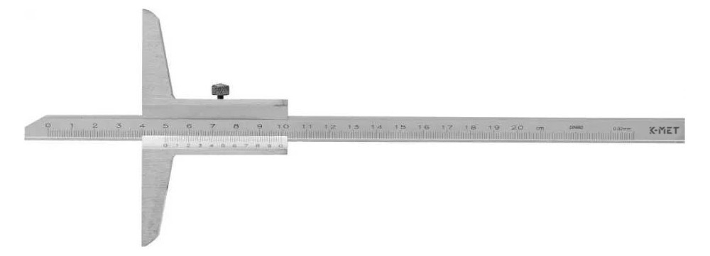 KINEX K-MET 2034-02-200 hloubkoměr 200mm bez nosu, ČSN 25 1280