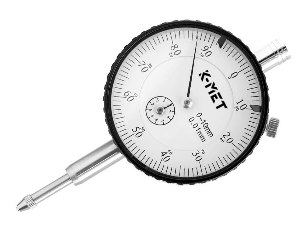 K-MET úchylkoměr číselníkový 1155-02-410, 0-10, A60, 0,01 s uchycením (25 1820)