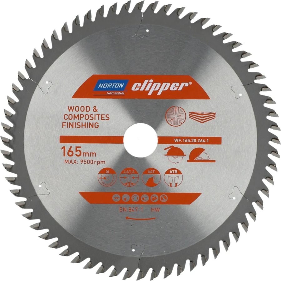 NORTON clipper 165x20mm 64z ATB pilový kotouč na dřevo a kompozit 70184608091
