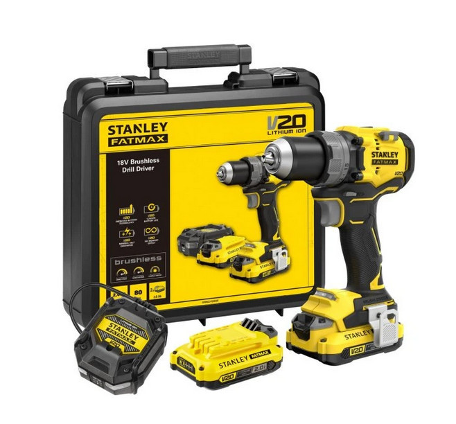 STANLEY FATMAX SFMCD725D2K aku vrtačka 2x2Ah bezuhlíková 18V LiIon V20