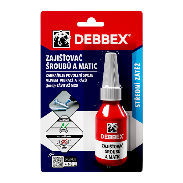 Levně DEBBEX zajišťovač šroubů a matic 10 ml lepidlo na závity 50705RL