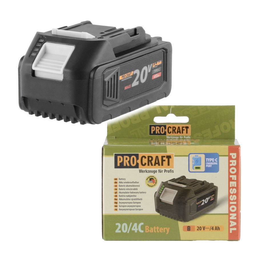 PROCRAFT 20/4C akumulátor LiIon 20V 4Ah USB ORIGINÁL