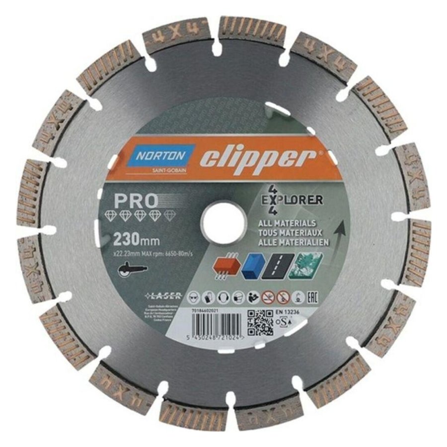 NORTON clipper 230x22.23mm diamantový řezný kotouč 4X4 EXPLORER ALL MATERIALS 70184602021
