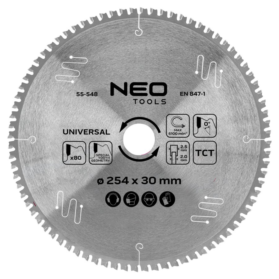 GRAPHITE NEO TOOLS 55-548 pilový kotouč 254x30mm Multimateriál 80TFZ na hliník, plast, dřevotřísku