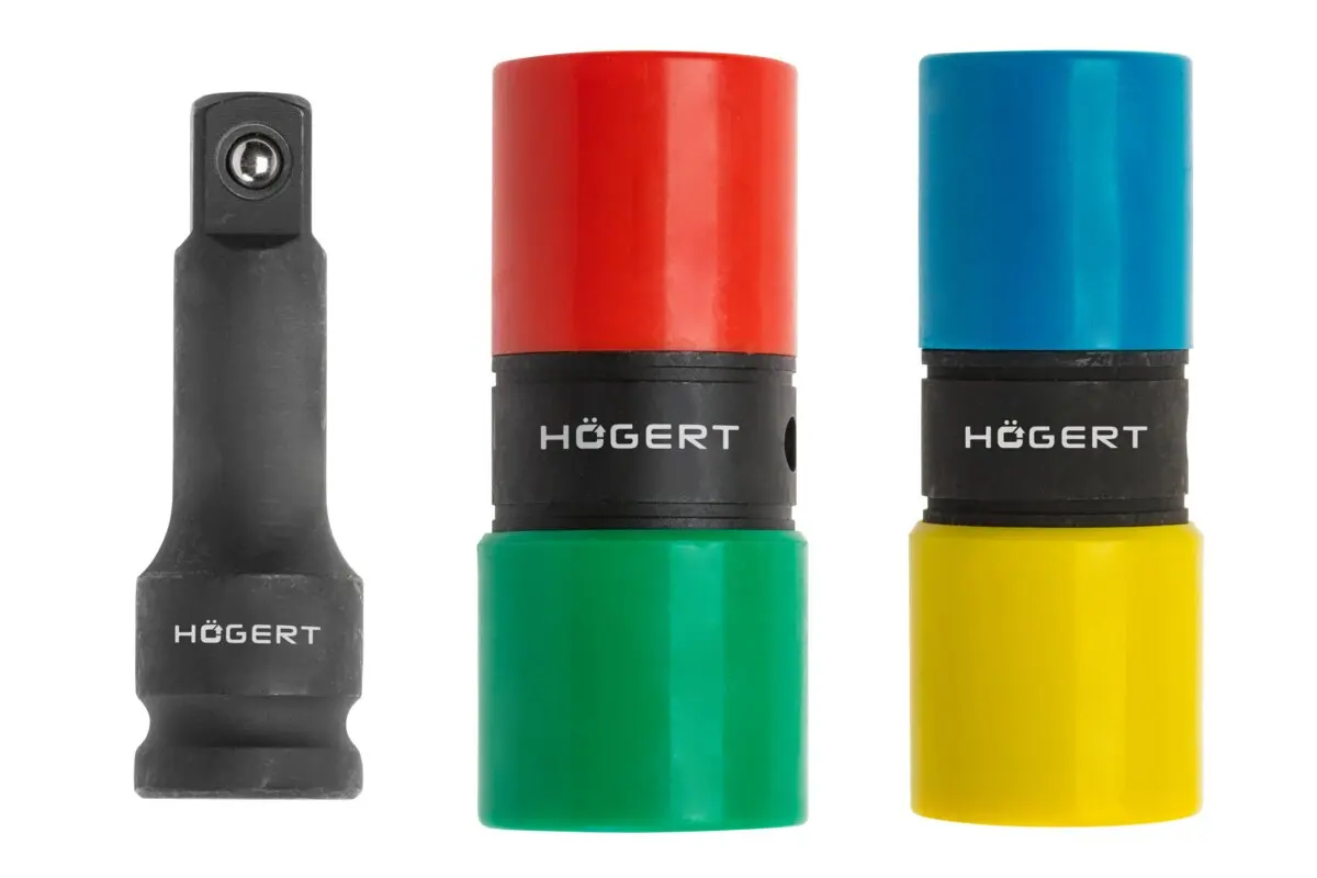 HOGERT HT4R006 sada rázových hlavic oboustranných 1/2“ 17,19,21,22mm CrMo + nástavec