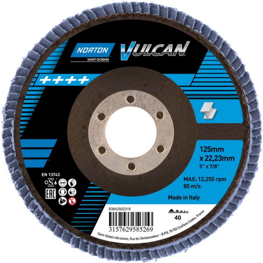 NORTON VULCAN 125x22.2 P40 lamelový kotouč na ocel a nerez 63642502315