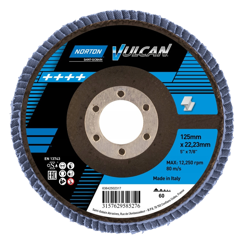 NORTON VULCAN 125x22.2 P60 lamelový kotouč na ocel a nerez 63642502317