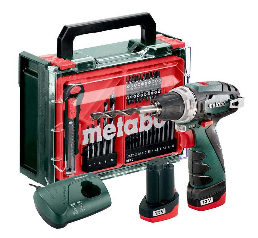 METABO PowerMaxx BS Basic Set aku šroubovák 12V 2x2Ah LiIon mobilní dílna 600092880 Obrázek
