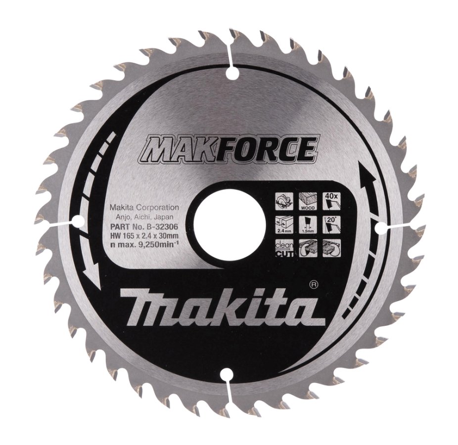 MAKITA B-32306 kotouč pilový 165x2,4x30mm 40z vidiový 20° MAKFORCE (old B-08436)