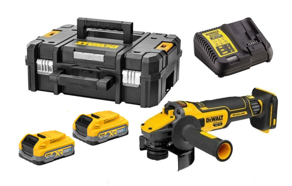 DeWALT DCG405S2T bezuhlíková aku úhlová bruska PowerStack 18V/2x3,5Ah