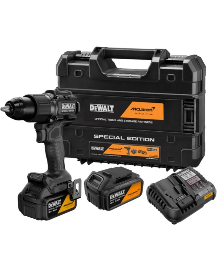 DeWALT DCD86MP2T bezuhlíková aku vrtačka s příklepem XR 18V 2x 5Ah LiIon edice McLaren