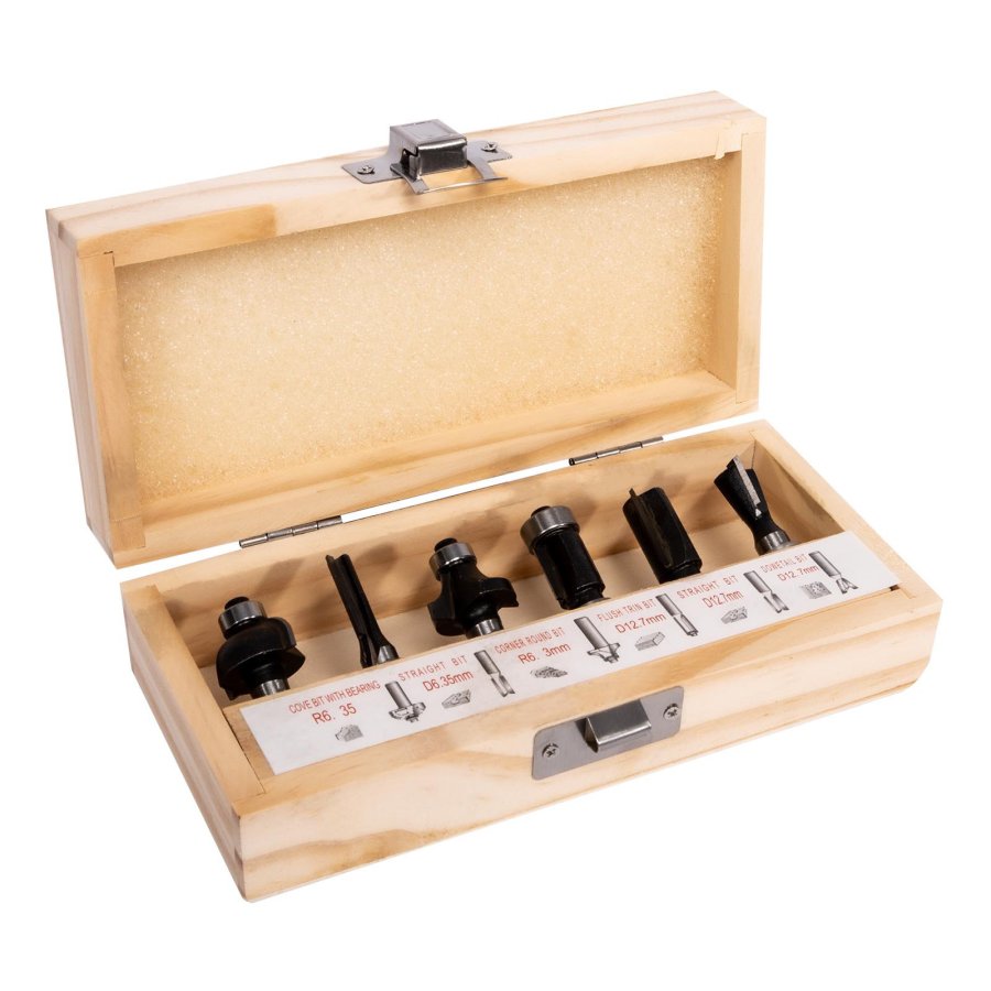 STAVTOOL P11138 sada tvrdokovových fréz do vrchní frézky, 8mm - 6 ks