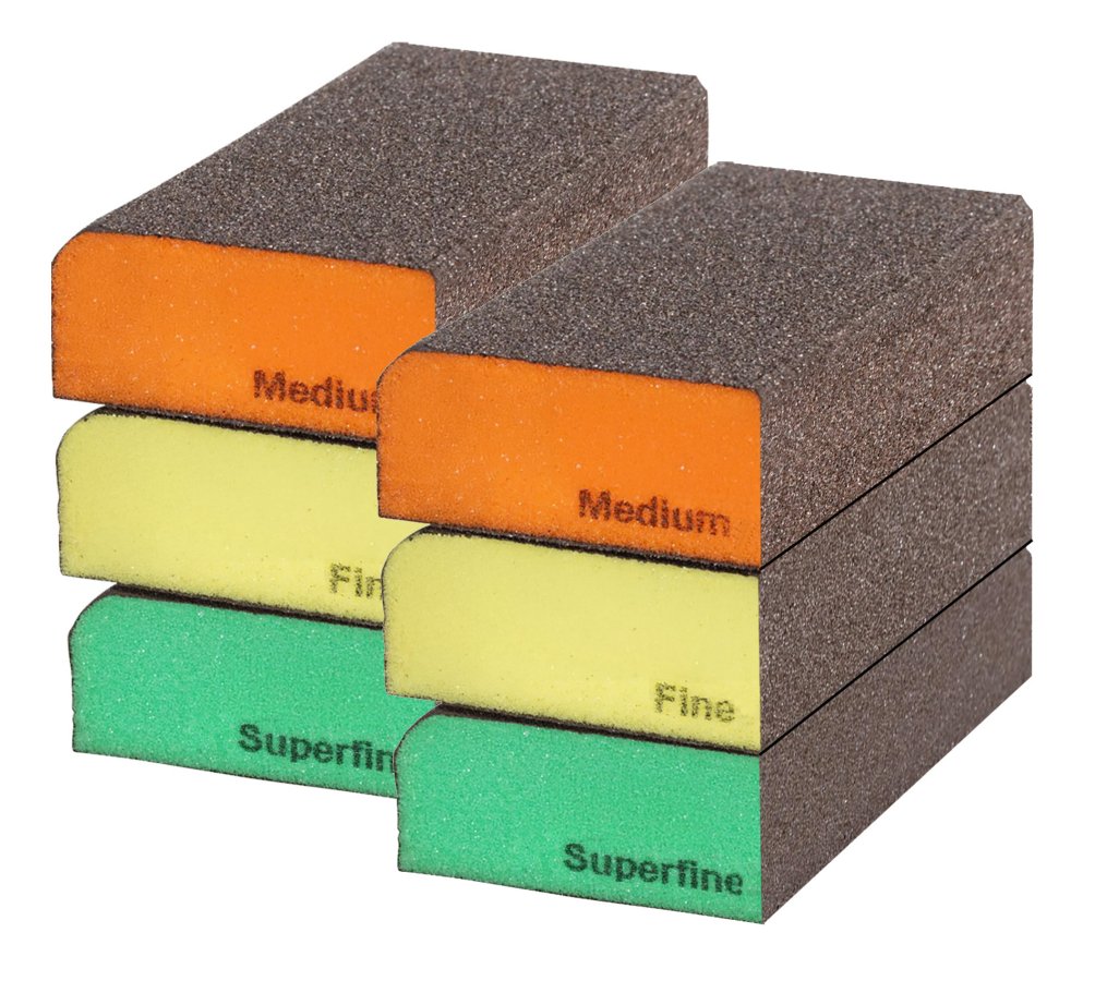 XTline XTB20000 brusná houba tuhá 6ks 100x70x25mm Z 80, 120, 240 s rádiusem