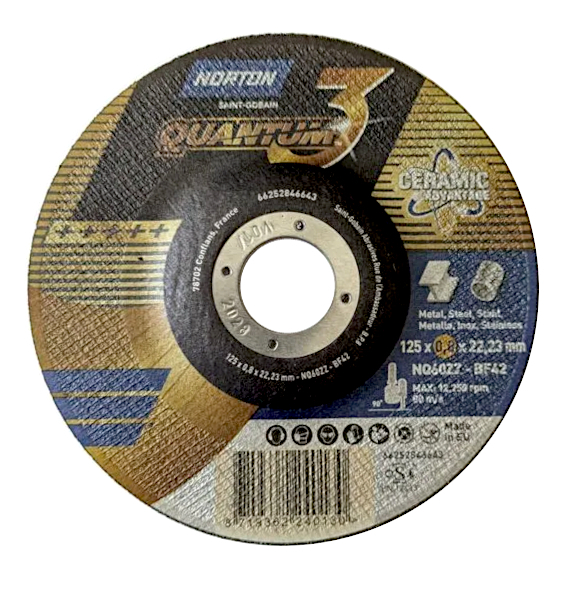 NORTON Quantum3 125 x 0.8mm CERAMIC řezný kotouč na ocel a nerez 66252846643