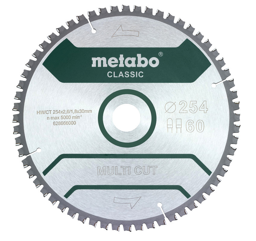 METABO pilový kotouč 254x2,6/1,8x30mm MULTI CUT - CLASSIC 60Z trapéz 5°neg. 628285 Obrázek
