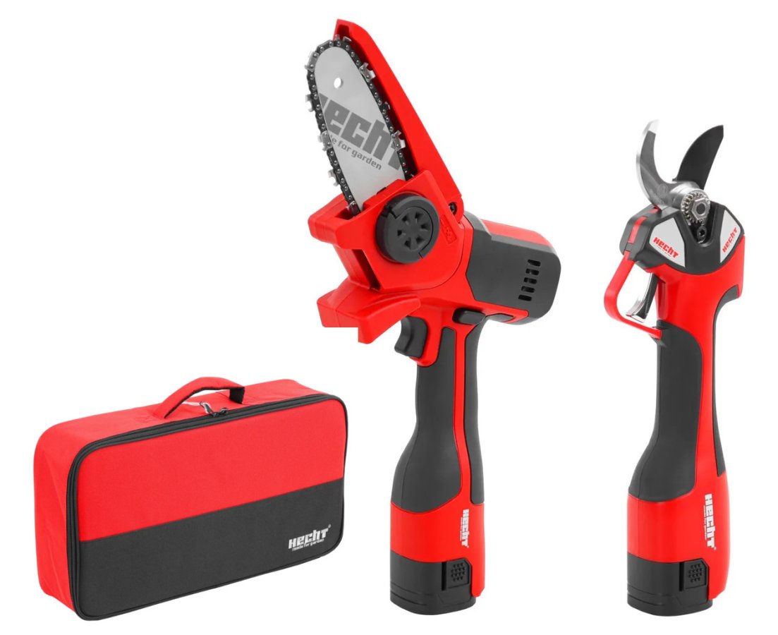 HECHT 99126 jednoruční řetězová aku pila a nůžky na větve 14,4 V 2x aku