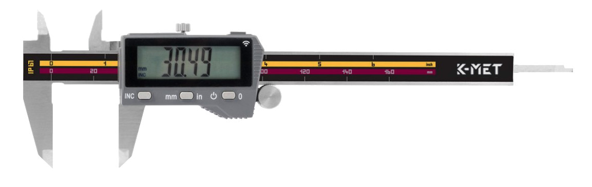 K-MET ICONIC Labo 6041-97-150 digitální posuvné měřítko 150mm, Bluetooth, IP67 Obrázek