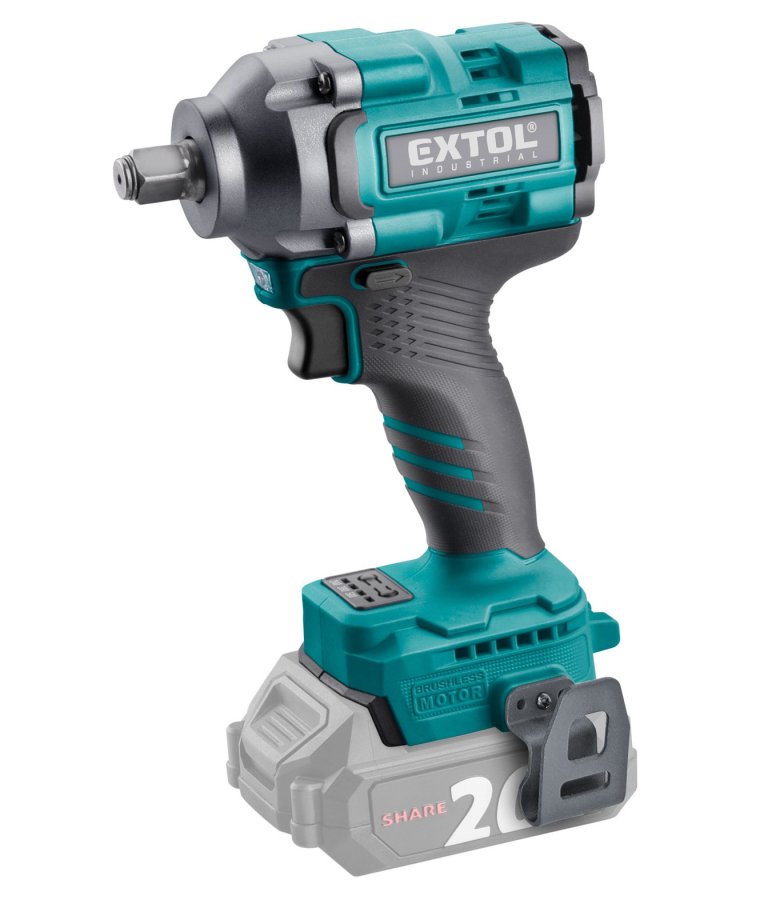 EXTOL INDUSTRIAL 8791815 aku rázový utahovák 1/2“ SHARE20V, 500Nm, BRUSHLESS, bez aku