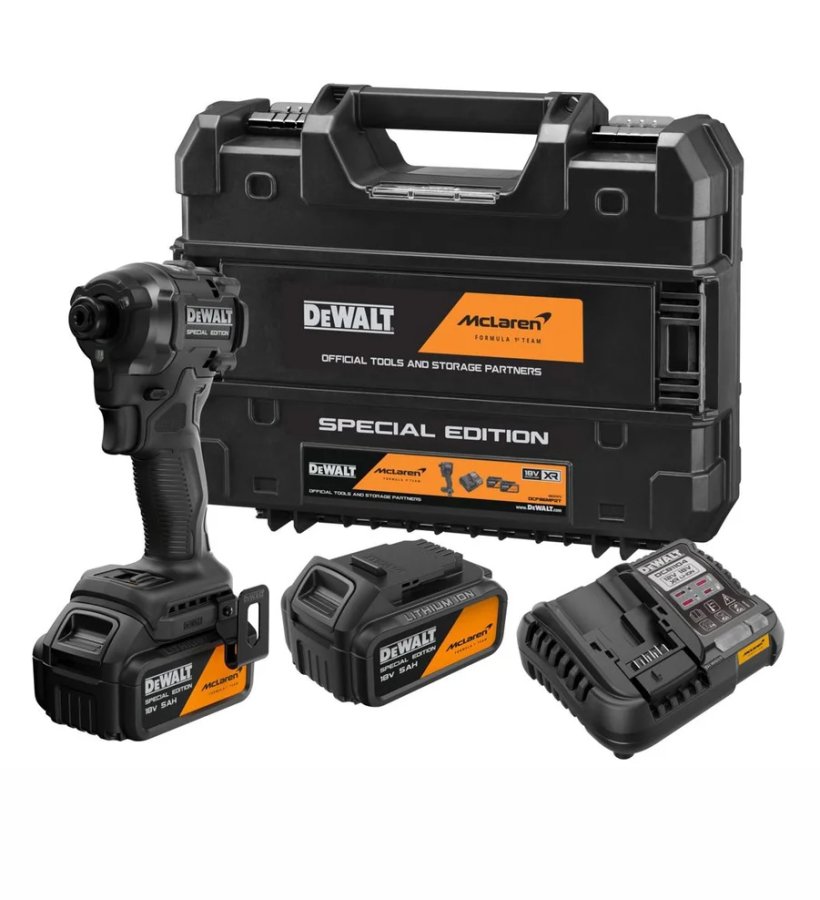 DeWALT DCF86MP2T aku rázový utahovák 1/4" 205 Nm 18V 2x 5Ah XR LiIon edice McLaren F1