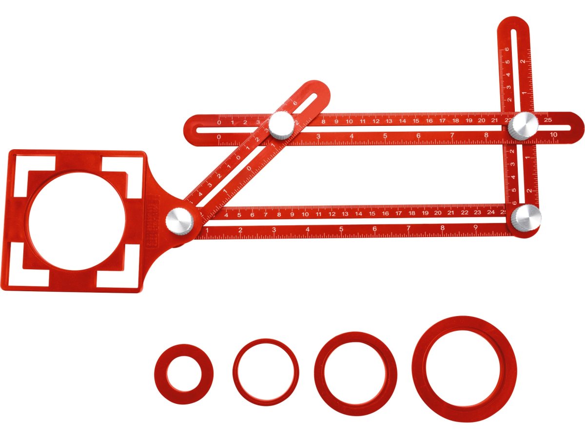 EXTOL PREMIUM 8825122 šablona pro přenášení úhlů a pozic kovová s lokátorem, 25x12mm