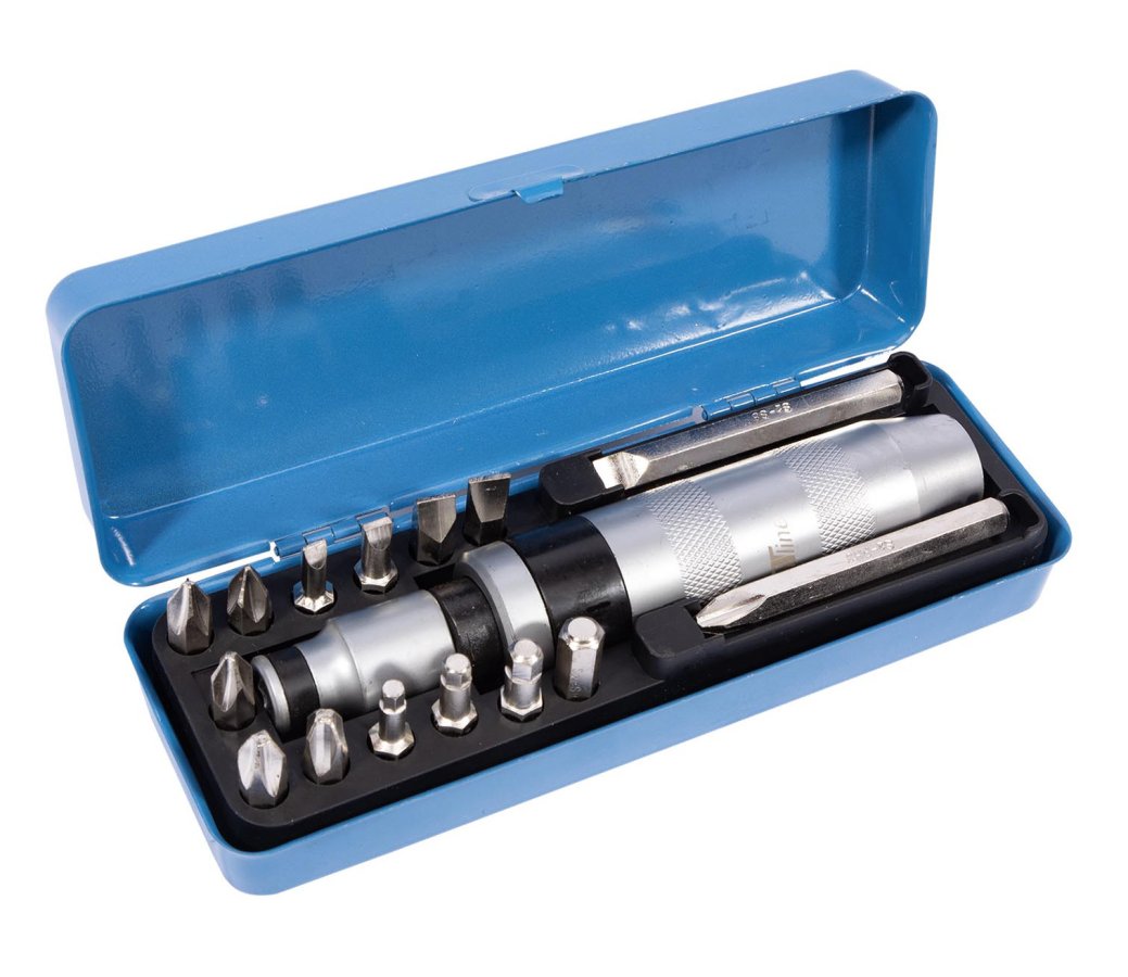 XTline XT07116 úderový šroubovák 1/2" s adaptérem a bity 16 dílů