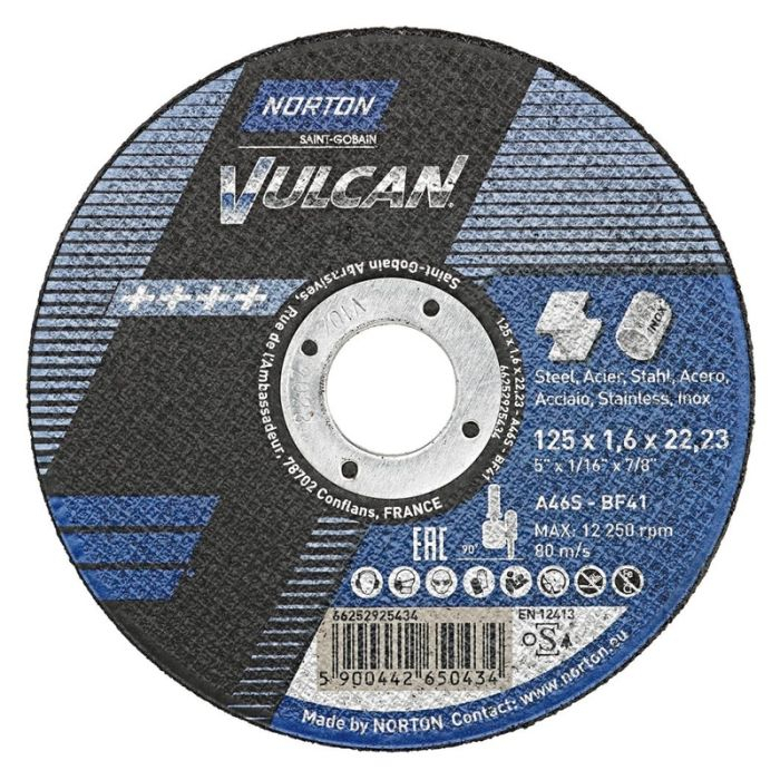 Norton VULCAN 125x1.6mm A46S-BF41 řezný kotouč na nerez a ocel 66252925434