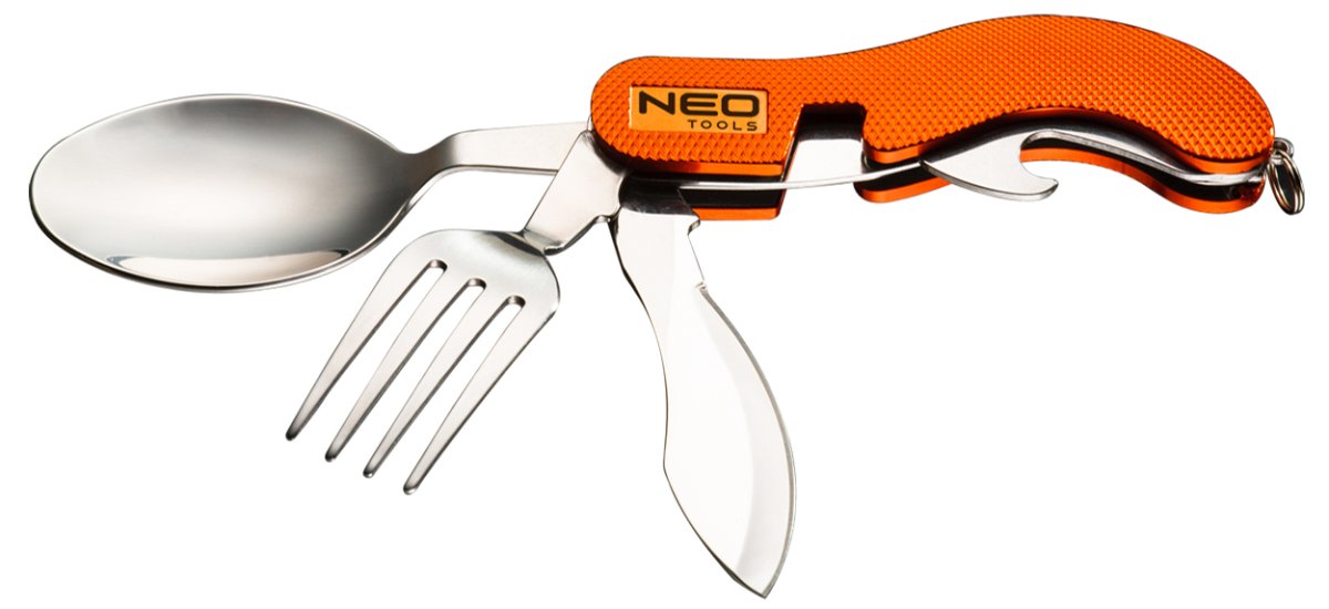 NEO TOOLS 63-027 nůž skládací kemping se lžící a vidličkou