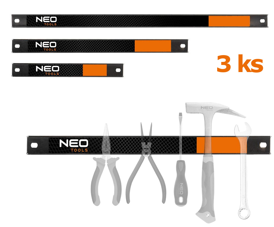 NEO TOOLS 84-144 sada magnetických nástěnných lišt na nářadí 203, 305, 457mm