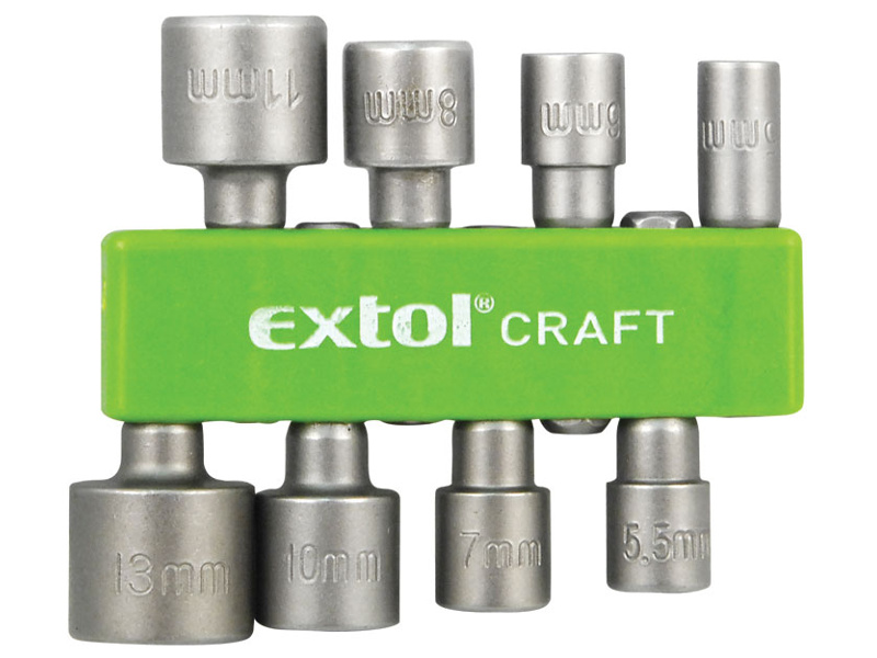 EXTOL CRAFT 10213 sada nástrčných šestihranných hlavic 1/4" 8ks
