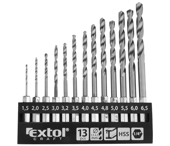 EXTOL CRAFT 11140 sada vrtáků do kovu se šestihrannou stopkou 13ks
