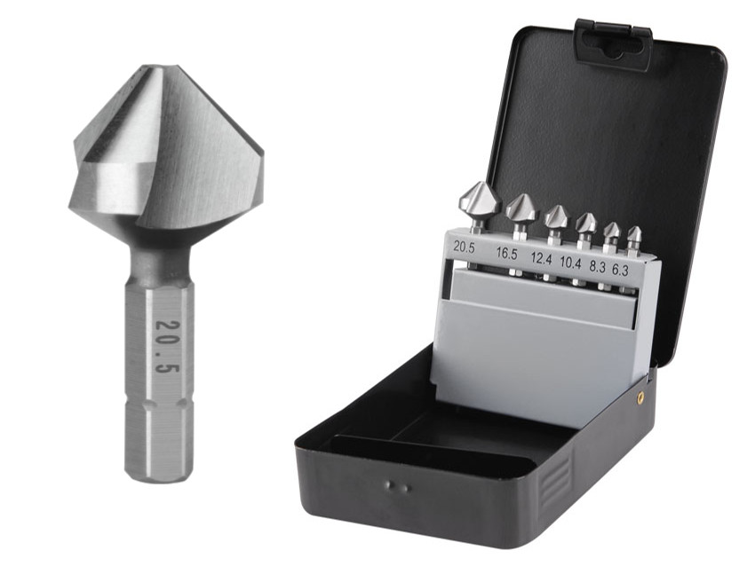 EXTOL CRAFT 20094 sada kuželových záhlubníků 90°, 6ks, 6,3-20,5mm, 1/4“
