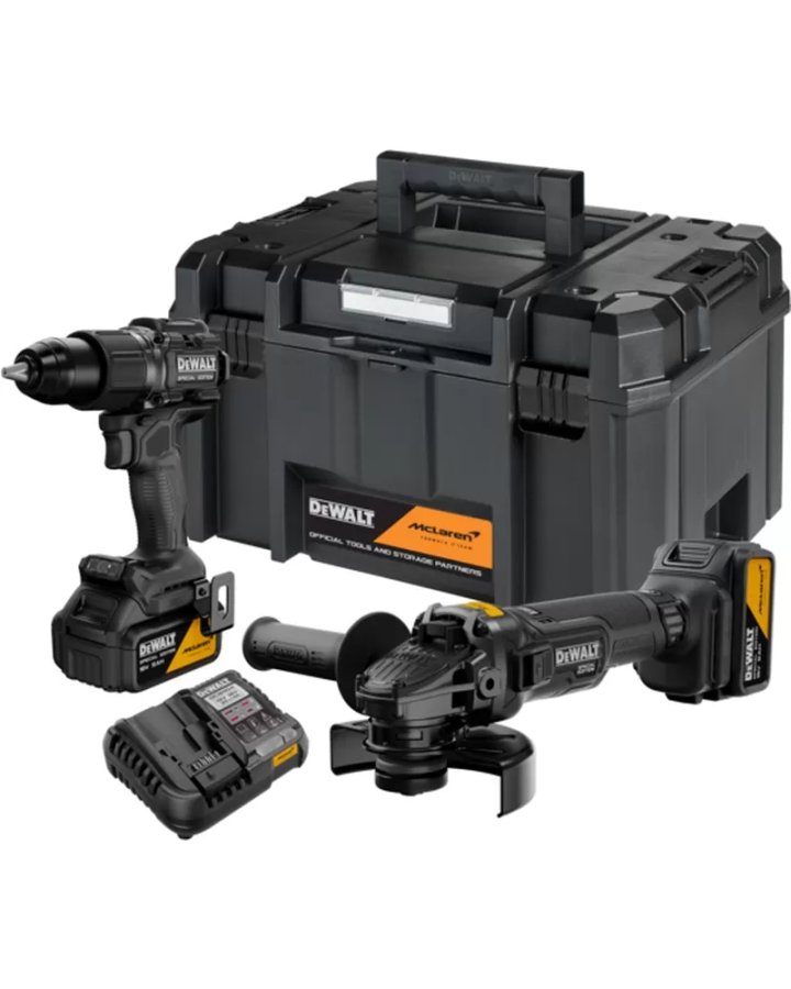 DeWALT DCK2223MP2T kombo sada aku nářadí 18V XR LiIon 2x 5Ah DCG45M + DCD86M McLaren F1