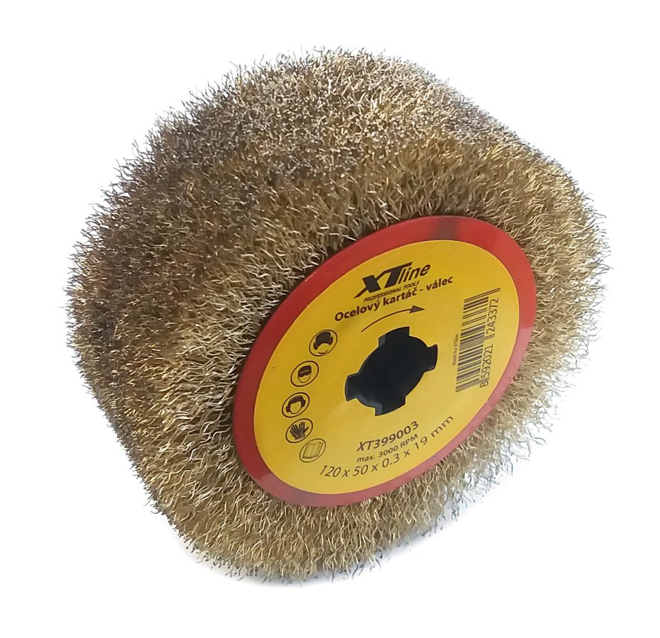 XTline XT399003 kartáč ocelový pomosazený 120x50mm pro satinační brusku XT105345, XT105306