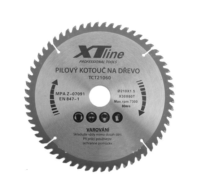 XTline TCT25080 pilový kotouč vidiový 250x2,5x30mm 80Z