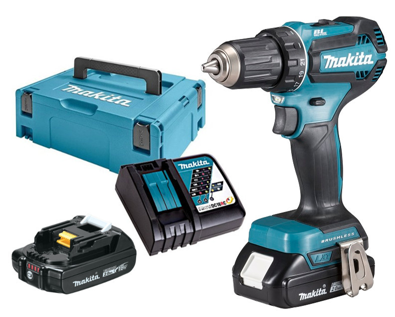 MAKITA DDF485RAJ bezuhlíkový aku vrtací šroubovák LXT LiIon 18V 2x 2.0Ah, Makpac