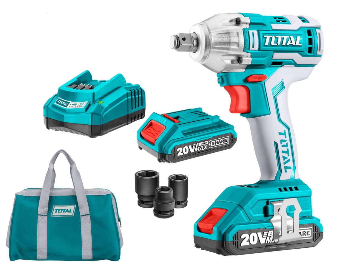 TOTAL TIWLI2001 aku rázový utahovák 1/2“ brushless, 20V LiIon 2x 2Ah, P20S