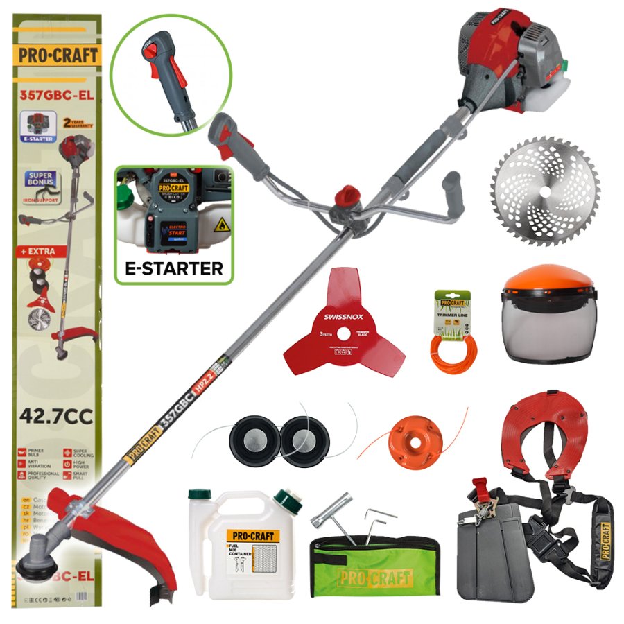 PROCRAFT 357GBC benzínový motorový křovinořez 2,2HP