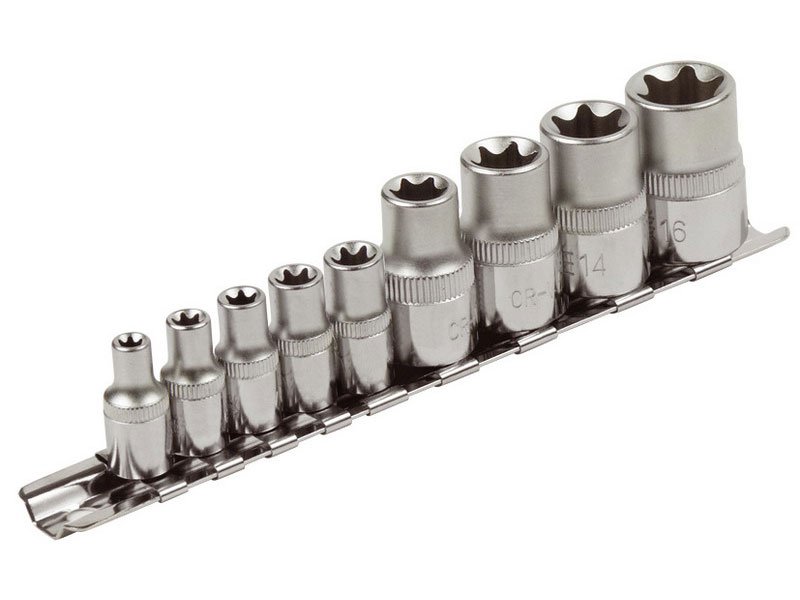 EXTOL PREMIUM 8818114 hlavice nástrčné E profil (vnitřní TORX) 1/2" CrV 9ks
