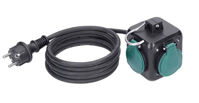 SOLIGHT PP326 kabel prodlužovací kostka 5m, 3x1,5mm2, gumový kabel H05RR-F černý