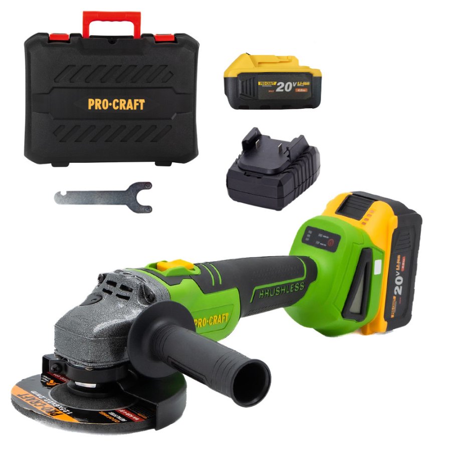 PROCRAFT PWA216 bezuhlíková aku úhlová bruska 125mm LiIon 21V 2x 6Ah